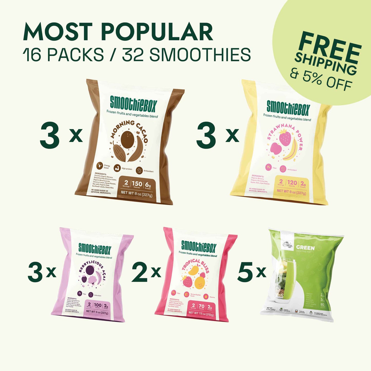 Most Popular (16 packs / 32 smoothies)